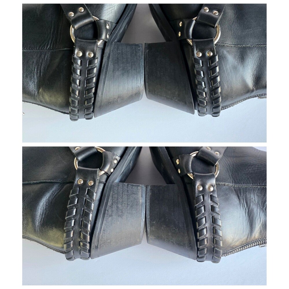 BRUSQUE Women's Black Leather Ankle Boots Pointed Toe Sz 35 7.5 Heeled Booties - Picture 13 of 14